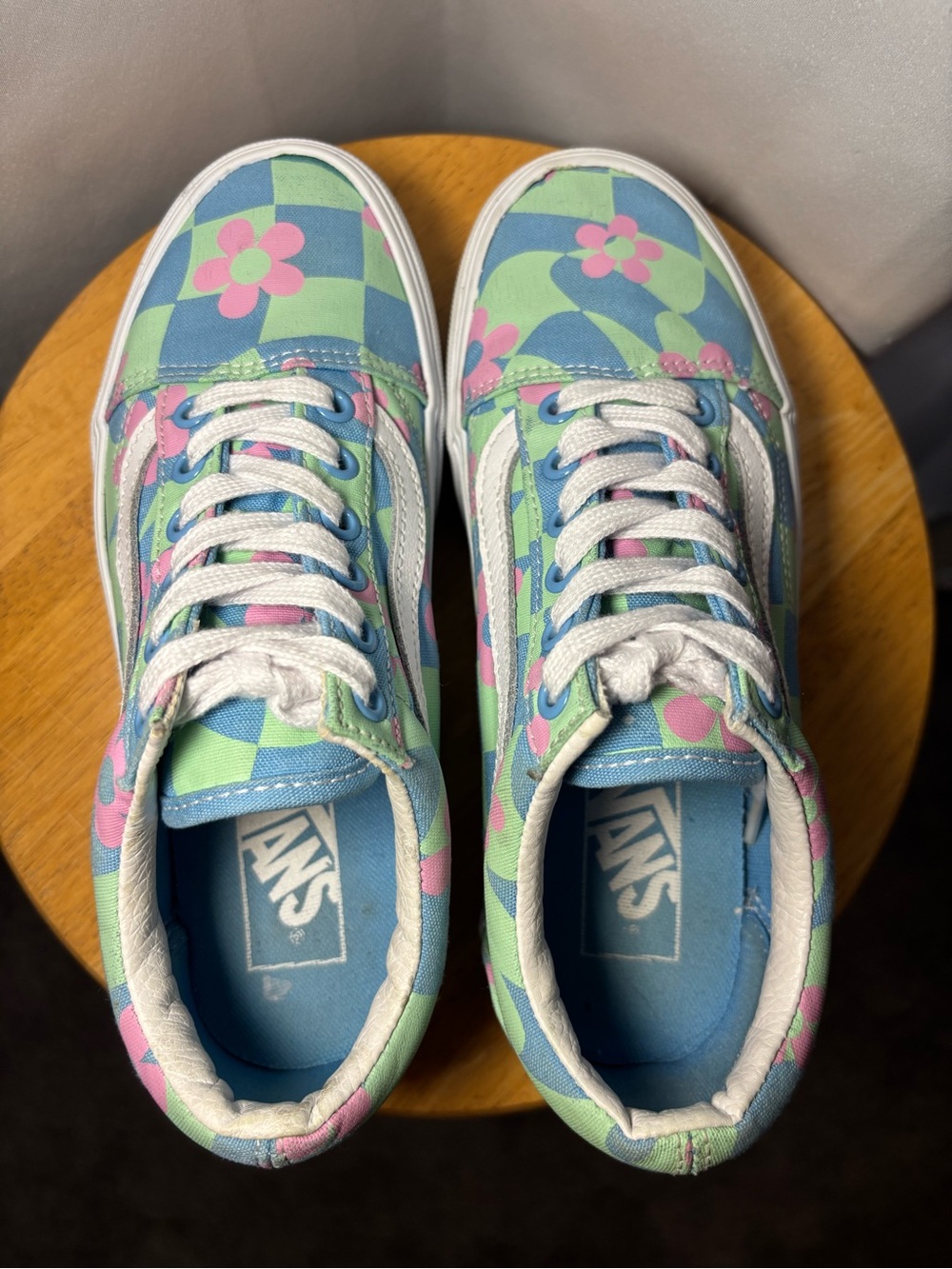 Vans Old Skool Pastel Floral Checkerboard Sneakers Y2K Women’s 6 - Picture 6 of 8
